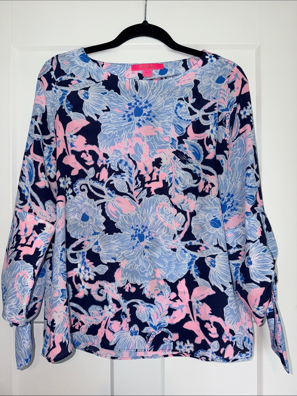 Lilly Pulitzer Langston Top Bright Navy Amore Please